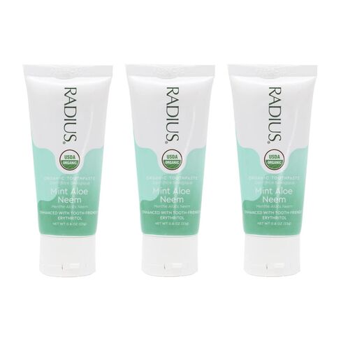 Radius - Organic Coconut Oil Toothpaste, USDA Organic Certified (Mint Aloe Neem, 3 oz, 6pack) in Saudi Arabia
