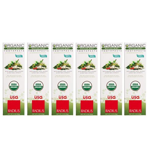 Radius - Organic Coconut Oil Toothpaste, USDA Organic Certified (Mint Aloe Neem, 3 oz, 6pack) in Saudi Arabia