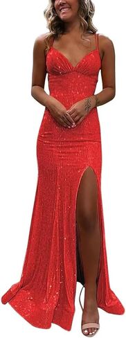 Sequin Prom Dress 2026 V Neck Sparkly Mermaid Formal Dress Long Evening Party Gowns PUS045 in Saudi Arabia