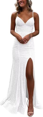 Sequin Prom Dress 2026 V Neck Sparkly Mermaid Formal Dress Long Evening Party Gowns PUS045 in Saudi Arabia