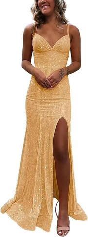 Sequin Prom Dress 2026 V Neck Sparkly Mermaid Formal Dress Long Evening Party Gowns PUS045 in Saudi Arabia