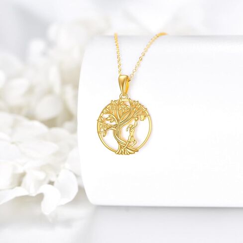 KECHO 14K Real Solid Gold Tree of Life Pendant Necklace Sports Jewelry Graduation Birthday Gifts for Women in Saudi Arabia