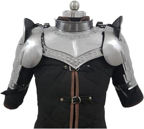 مجموعة دروع حديدية من العصور الوسطى مع كتف بولدرون، مجموعة كتف ذراع حارس سباولدرز فضية مصقولة in Kuwait