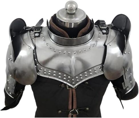 مجموعة دروع حديدية من العصور الوسطى مع كتف بولدرون، مجموعة كتف ذراع حارس سباولدرز فضية مصقولة in Kuwait