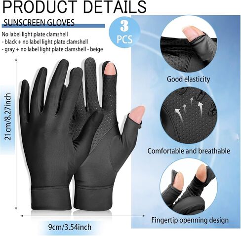 Bokon 3 Pairs Sun Protection UV Driving Gloves for Women Full Finger Touchscreen Non Slip Breathable Summer Outdoor Gloves(Black, Gray, Pink) in Saudi Arabia