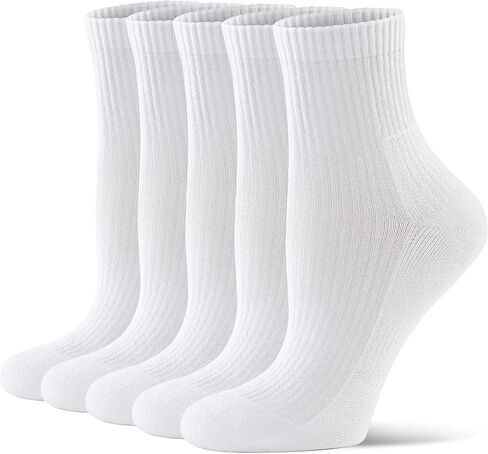CS CELERSPORT 5 Pack Mini Crew Cotton Cushioned Ankle Socks, Athletic Causal Moisture-Wicking Calf Socks for Women and Men in Saudi Arabia