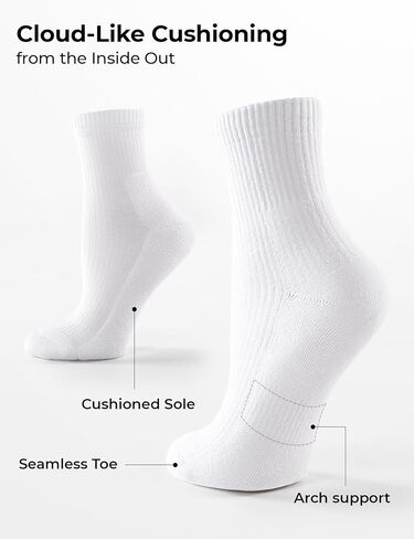 CS CELERSPORT 5 Pack Mini Crew Cotton Cushioned Ankle Socks, Athletic Causal Moisture-Wicking Calf Socks for Women and Men in Saudi Arabia