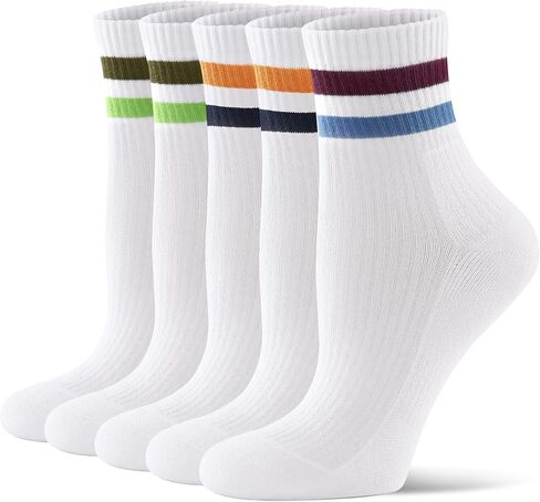 CS CELERSPORT 5 Pack Mini Crew Cotton Cushioned Ankle Socks, Athletic Causal Moisture-Wicking Calf Socks for Women and Men in Saudi Arabia