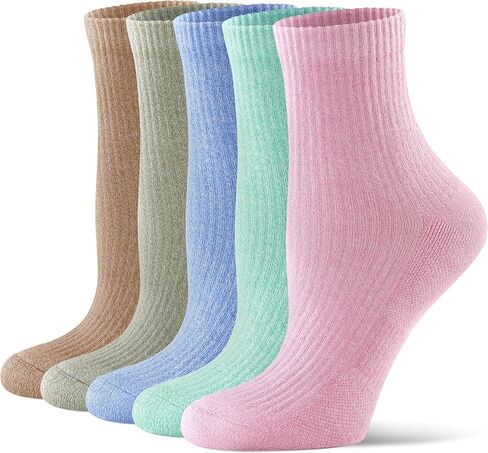 CS CELERSPORT 5 Pack Mini Crew Cotton Cushioned Ankle Socks, Athletic Causal Moisture-Wicking Calf Socks for Women and Men in Saudi Arabia