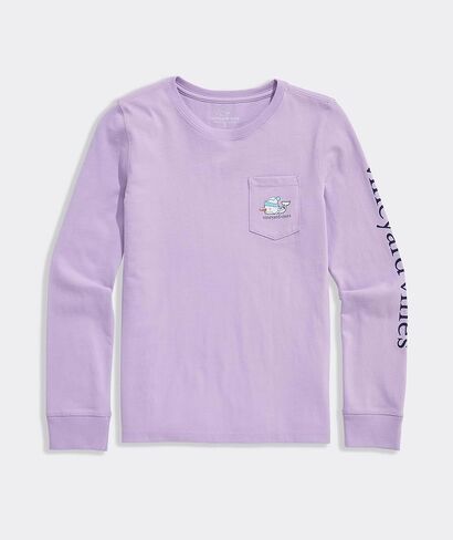 Vineyard Vines Girls Girls' Glitter Snowman Whale Long-Sleeve Pocket Tee in Saudi Arabia