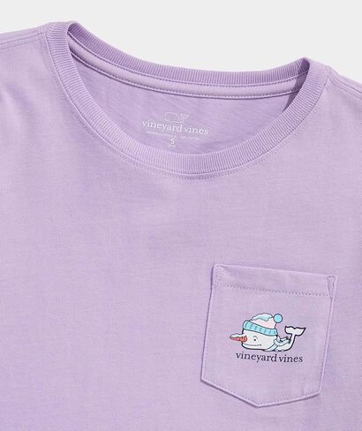 Vineyard Vines Girls Girls' Glitter Snowman Whale Long-Sleeve Pocket Tee in Saudi Arabia