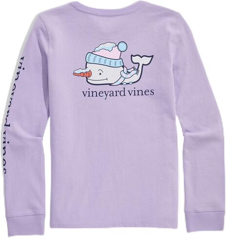 Vineyard Vines Girls Girls' Glitter Snowman Whale Long-Sleeve Pocket Tee in Saudi Arabia