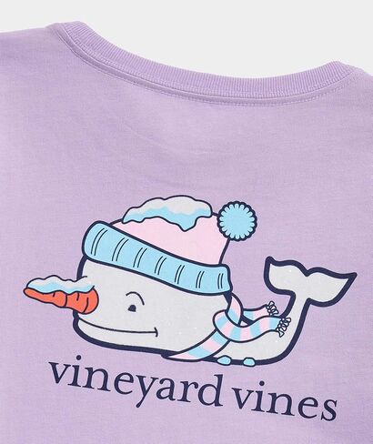 Vineyard Vines Girls Girls' Glitter Snowman Whale Long-Sleeve Pocket Tee in Saudi Arabia