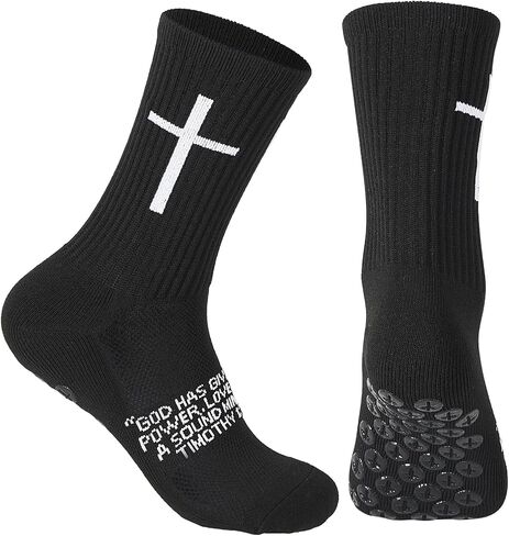 جوارب كرة القدم ذات قبضة متقاطعة للولايات المتحدة 6-13 جورب رياضي مسيحي للآية الكتابية للرجال مع نقاط مطاطية مضادة للانزلاق in Kuwait