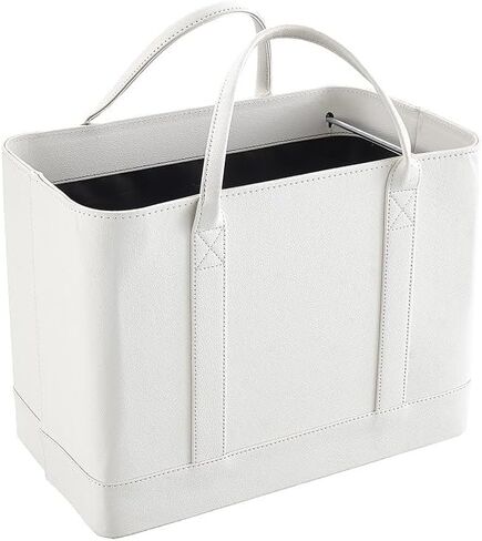 MSR Imports Chic Faux Leather File Organizer Tote Bag with Carrying Handles - White in Saudi Arabia
