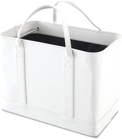 MSR Imports Chic Faux Leather File Organizer Tote Bag with Carrying Handles - White in Saudi Arabia