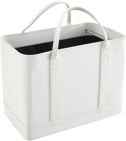 MSR Imports Chic Faux Leather File Organizer Tote Bag with Carrying Handles - White in Saudi Arabia