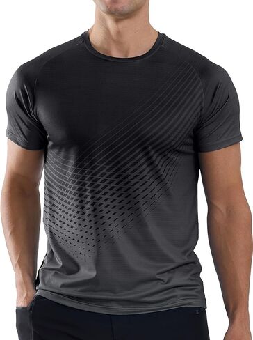 Men's Athletic Running T-Shirts Quick Dry Gym Workout Shirts Moisture Wicking Short-Sleeve Lightweight Sports Tee Tops in Saudi Arabia