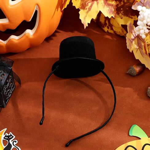 Mini Top Hat Headband, Cowboy Hat Headband for Halloween Cosplay Costume Carnivals 1920s Victorian Parties Men and Women Black Top Hat Hairband Accessories in Saudi Arabia