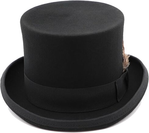 أعلى القبعات للرجال النساء الصوف طويل القامة أعلى قبعة الساتان اصطف حزب اللباس قبعة سوداء توبر قبعة عيد الميلاد زي Tophat in Kuwait