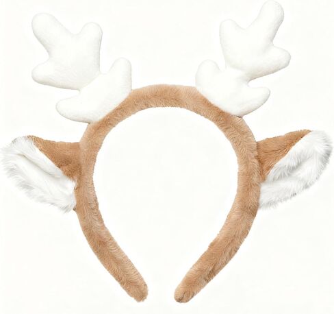 Plush Reindeer Antler Headband for Holiday Roleplay, Suitable for Men and Women, Costume Accessory in Saudi Arabia