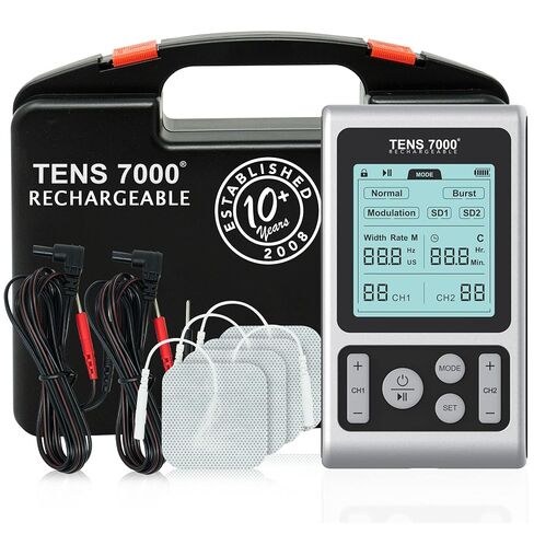 TENS 7000 Rechargeable TENS Unit Muscle Stimulator, 48 Pack Electrodes and Pain Relief Device - Advanced TENS Machine for Effective Back Pain Relief, Nerve Pain Relief, Muscle Pain Relief in Saudi Arabia