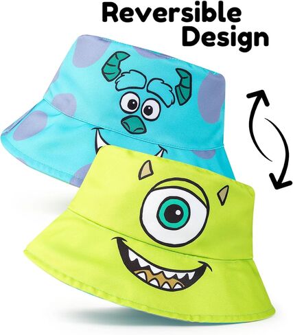 Disney Monsters Inc Reversible Bucket Hat | Green Mike Wazowski & Blue Sulley | Unisex Lightweight Hat in Saudi Arabia