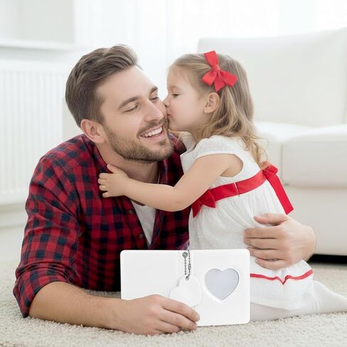 Xindojuz 4x3 Inch Photocard Holder Book, Mini Photo Album Mirror-Like Photocard Binder, Small Photo Card Book Love Heart Hollow Photos Card ID Holder with Pendant for Collection, 32 Pockets(White) in Saudi Arabia