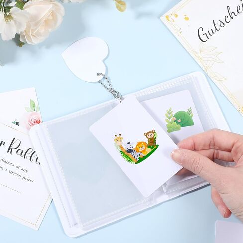 Xindojuz 4x3 Inch Photocard Holder Book, Mini Photo Album Mirror-Like Photocard Binder, Small Photo Card Book Love Heart Hollow Photos Card ID Holder with Pendant for Collection, 32 Pockets(White) in Saudi Arabia