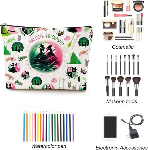 Witch Merch Makeup Bag Broadway Musical Cosmetic Bag Witch Gifts for Girls Women Elphaba And Glinda Fans Movie Lovers Witch Merchandise Unlikely Friendships in Saudi Arabia