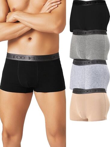 4 Pack Mens Underwear Cotton Boxer Briefs Stretch Breathable Comfortable Underwear for Everyday Wear in Saudi Arabia