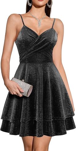 Women's Sparkly Prom Dresses Spaghetti Straps Sequin Short Cocktail Dress Backless Party Graduation Dresses in Saudi Arabia