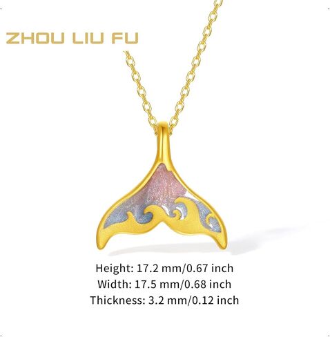 24K Solid Gold Pendants Dolphin Whale Fish Mermaid Tail Pendant Colorful Enamel Ocean Gold Jewelry for Women Lover Daughter Anniversary Pendant Only (Not Include Necklace) A0416119 in Saudi Arabia