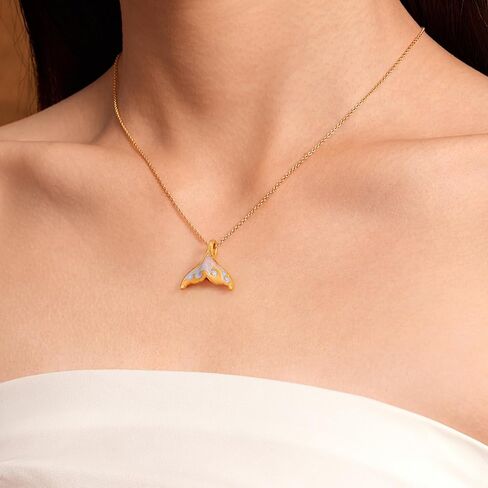 24K Solid Gold Pendants Dolphin Whale Fish Mermaid Tail Pendant Colorful Enamel Ocean Gold Jewelry for Women Lover Daughter Anniversary Pendant Only (Not Include Necklace) A0416119 in Saudi Arabia