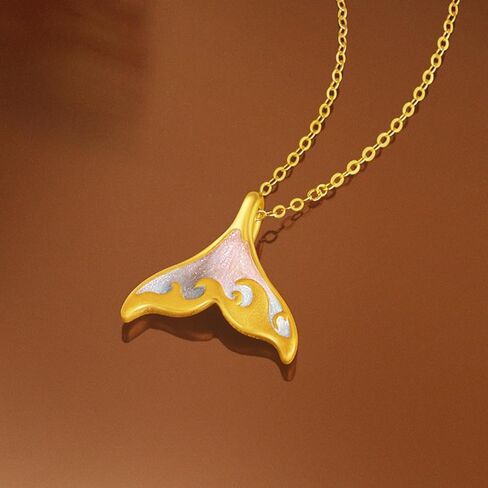 24K Solid Gold Pendants Dolphin Whale Fish Mermaid Tail Pendant Colorful Enamel Ocean Gold Jewelry for Women Lover Daughter Anniversary Pendant Only (Not Include Necklace) A0416119 in Saudi Arabia