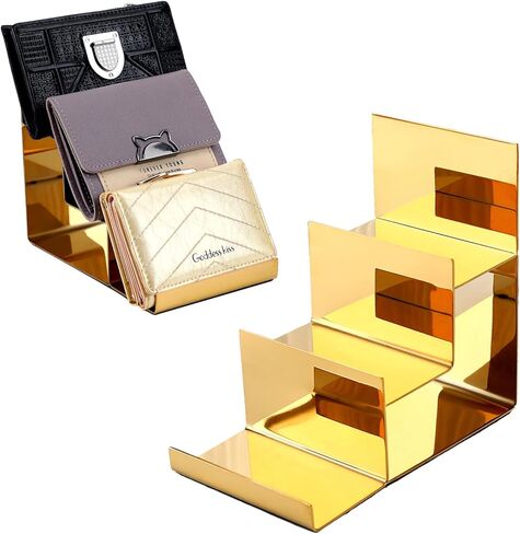 حامل عرض المحفظة الذهبية، حامل عرض المحفظة، 3 طبقات من الفولاذ المقاوم للصدأ عالي التحمل لحقيبة اليد للمحفظة والعطور وعرض النظارات الشمسية in Kuwait