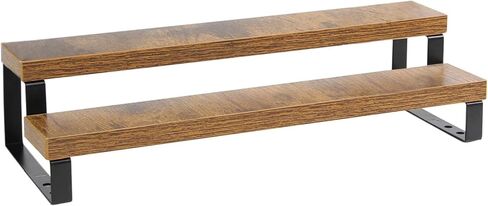 4-Tier Wooden Display Riser Shelf Stand for, Makeup, Cupcake, Condiment & Dolls Collection Home Decor Organizer, Expandable for Pantry/Counter (Brown, 2-Tier) in Saudi Arabia