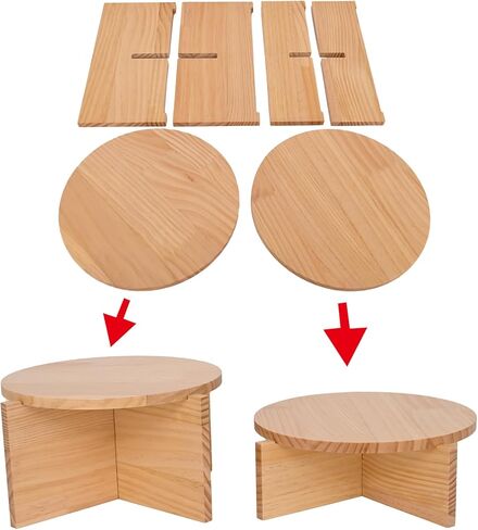 Set of 2 Natural Wood Risers Large 10 inch Round Tiered Trays for Plant Stands, Cake Stands Drink Dispensers and Decorative Displays Wooden Pedestal Tables for Modern Rustic and Farmhouse Decor in Saudi Arabia