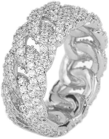 14K Gold over S925 Sterling SIlver 10mm Bubble Cuban Moissanite Ring, Fully Iced Out Design, Luxurious and Dazzling, Men's Bold Fashion Statement in Saudi Arabia