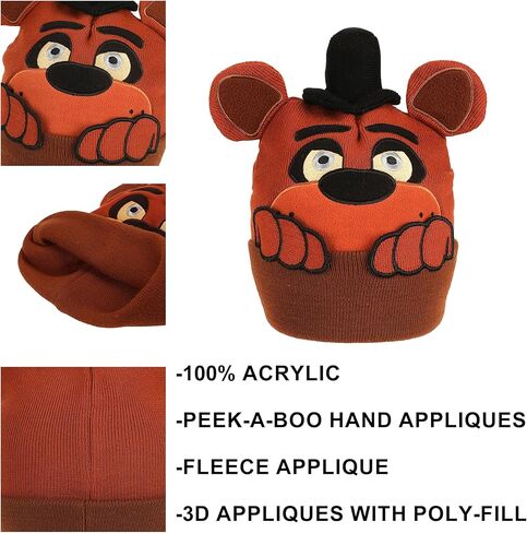Five Nights at Freddy’s Freddy Peekaboo Hands Brown Knit Beanie in Kuwait