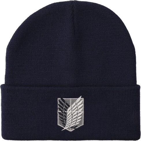 Attack On Titan Embroidered Survey Corps Logo Black Cuff Beanie in Saudi Arabia