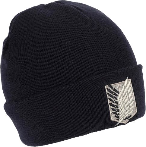 Attack On Titan Embroidered Survey Corps Logo Black Cuff Beanie in Saudi Arabia