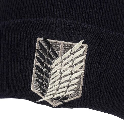 Attack On Titan Embroidered Survey Corps Logo Black Cuff Beanie in Saudi Arabia