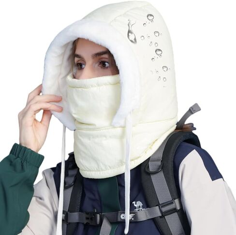 HUAMULAN Unisex Winter One Piece Balaclavas Hat Women Slouchy Fleece Hoodie Face Shield Mask Waterproof Earmuff Ski Snow Hats in Saudi Arabia