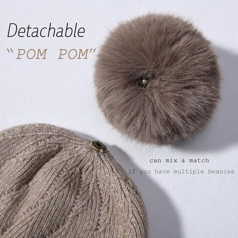Knit Hat Scarf Set with Detachable Pom Pom, Wool Blend Winter Beanie & Long Scarf, Cold Weather Accessories for Women in Saudi Arabia