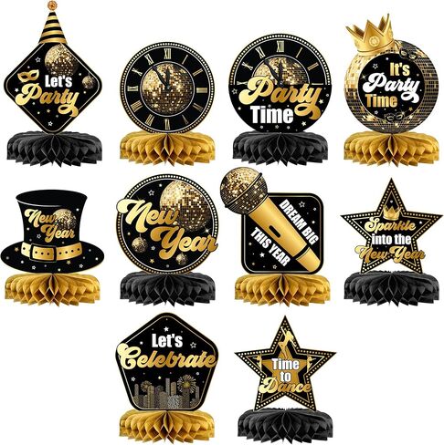 KatchOn, New Years Centerpieces For Tables - Pack of 12, New Year Honeycomb Centerpieces | Happy New Year Table Centerpieces for Happy New Year Decorations 2025 | New Years Eve Party Supplies 2025 in Saudi Arabia