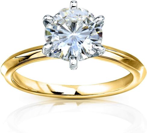 Kobelli Classic Solitaire Round Brilliant Moissanite Engagement Ring 2 Carats 14k Yellow Gold, 7 in Saudi Arabia