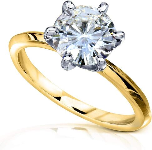 Kobelli Classic Solitaire Round Brilliant Moissanite Engagement Ring 2 Carats 14k Yellow Gold, 7 in Saudi Arabia
