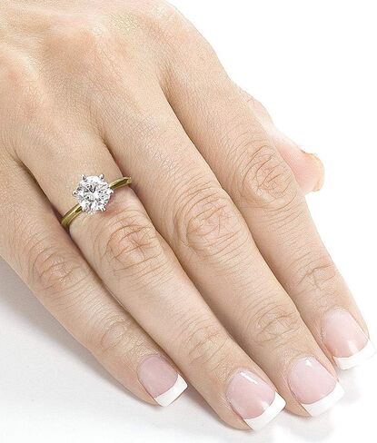 Kobelli Classic Solitaire Round Brilliant Moissanite Engagement Ring 2 Carats 14k Yellow Gold, 7 in Saudi Arabia