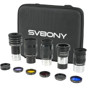 Svbony SV233 7pcs Telescope Accessory Kit ، 6mm 17mm Super Plossl Eyepiece ، 2x Barlow Lens with T Thread ، Filter Moon ND4 Filter 82A Filter Colour and Portable Bag ، للملاحظات الفلكية in Kuwait
